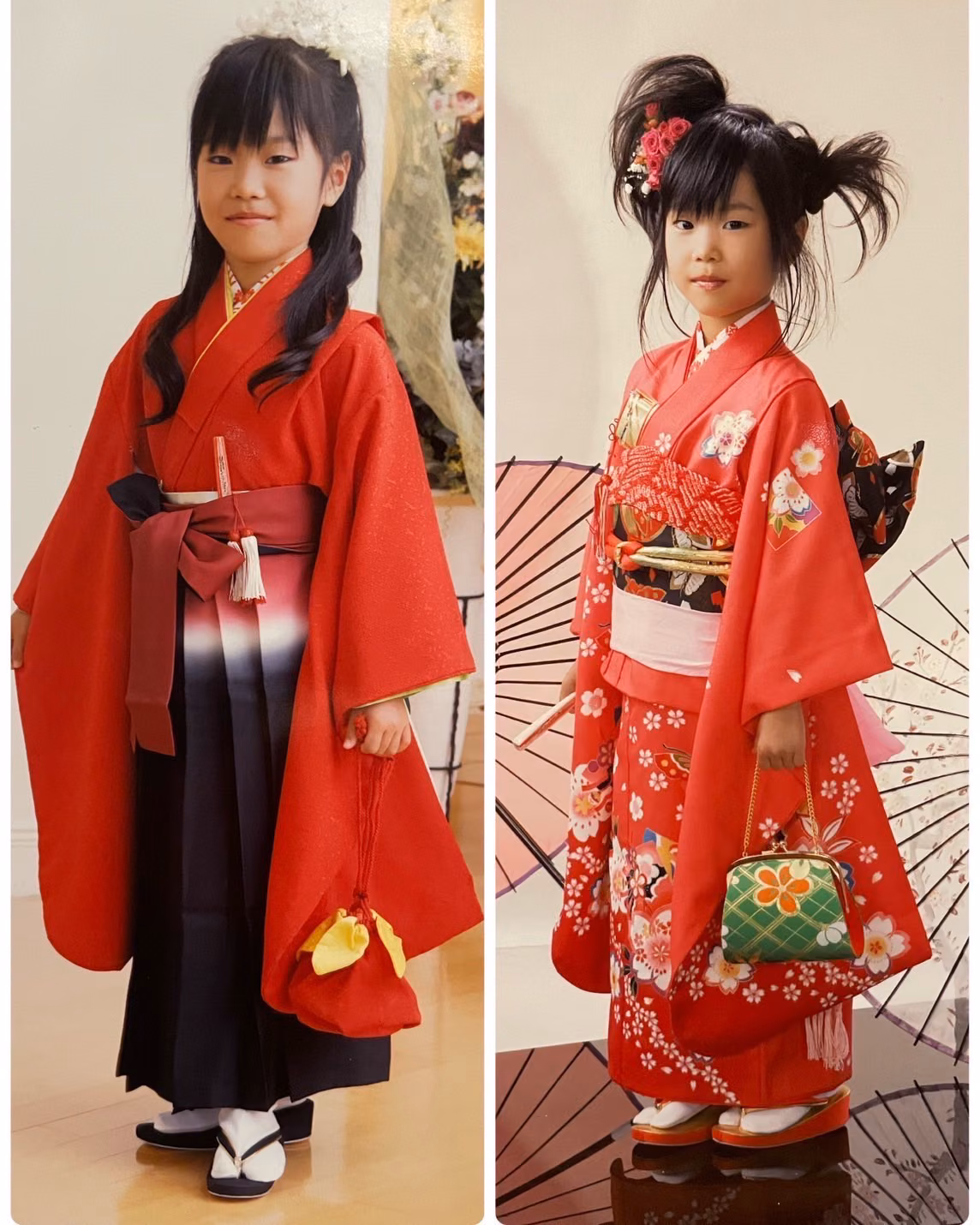 七五三 赤い着物のお子様たち